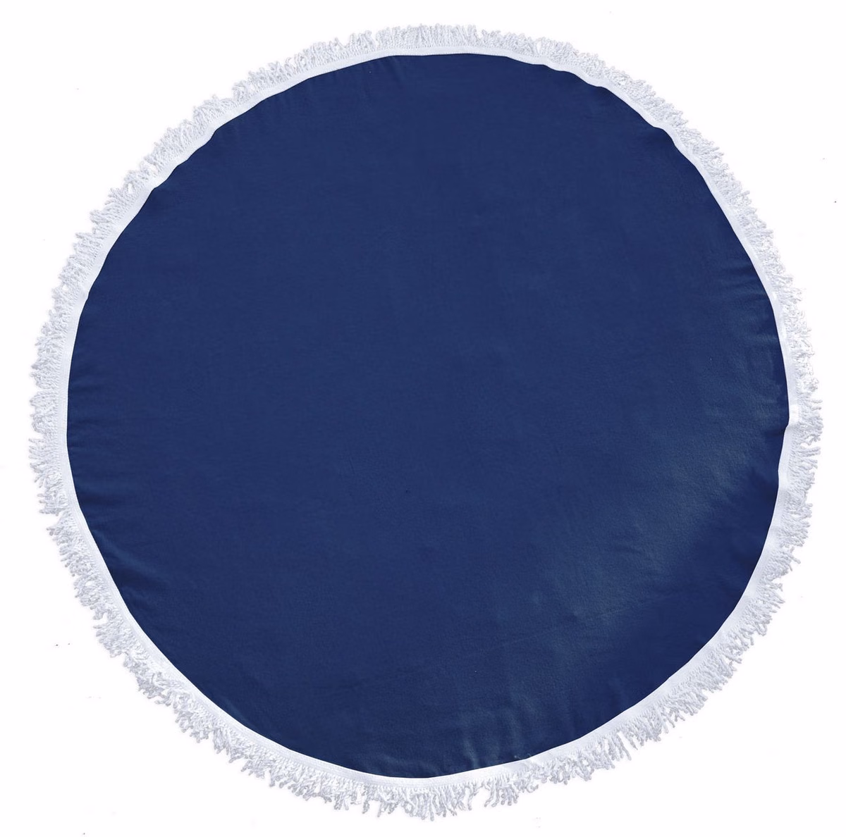 Custom Sunnyside Fringed Round Beach Towel in Royal Blue