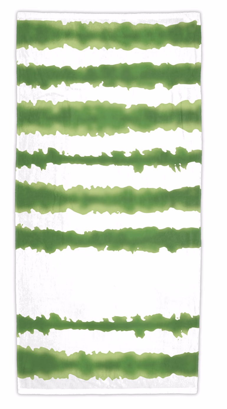 Custom Good Vibes Cabana Stripe Beach Towel in Lime