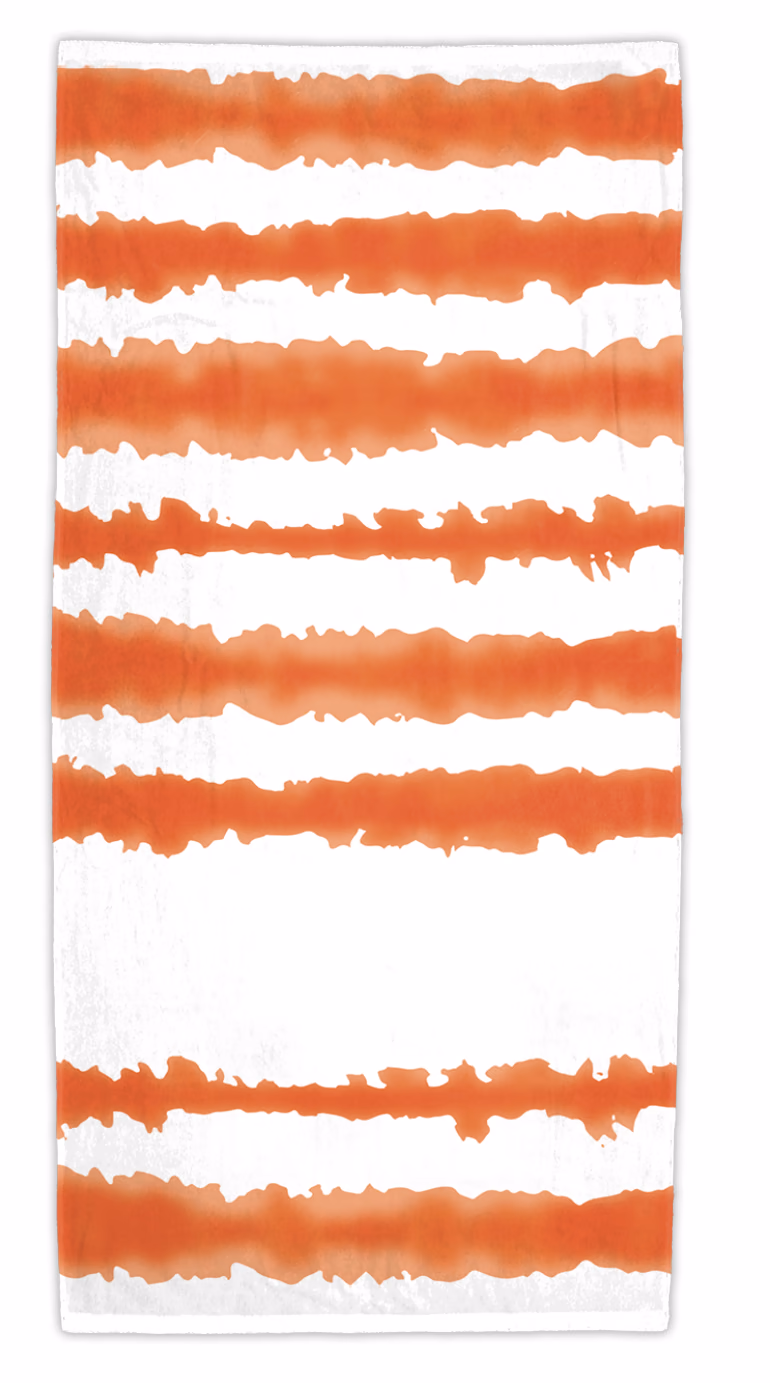 Custom Good Vibes Cabana Stripe Beach Towel in Orange
