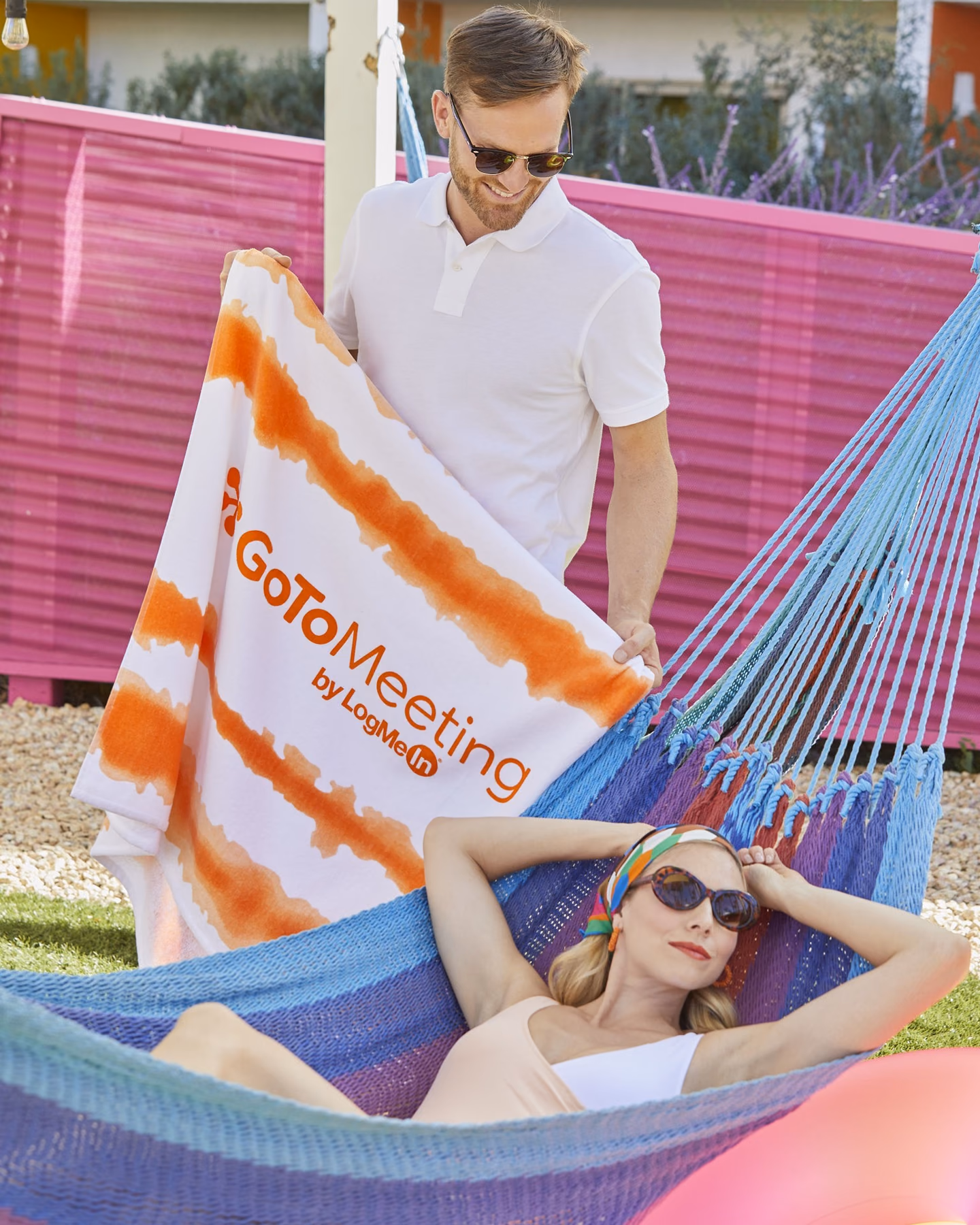 Custom Good Vibes Cabana Stripe Beach Towel