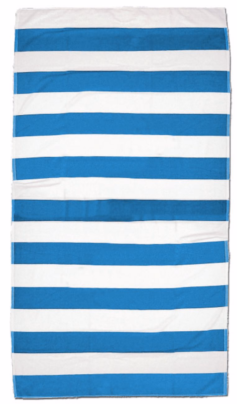 Custom Horizontal Cabana Stripe Beach Towel in Turquoise