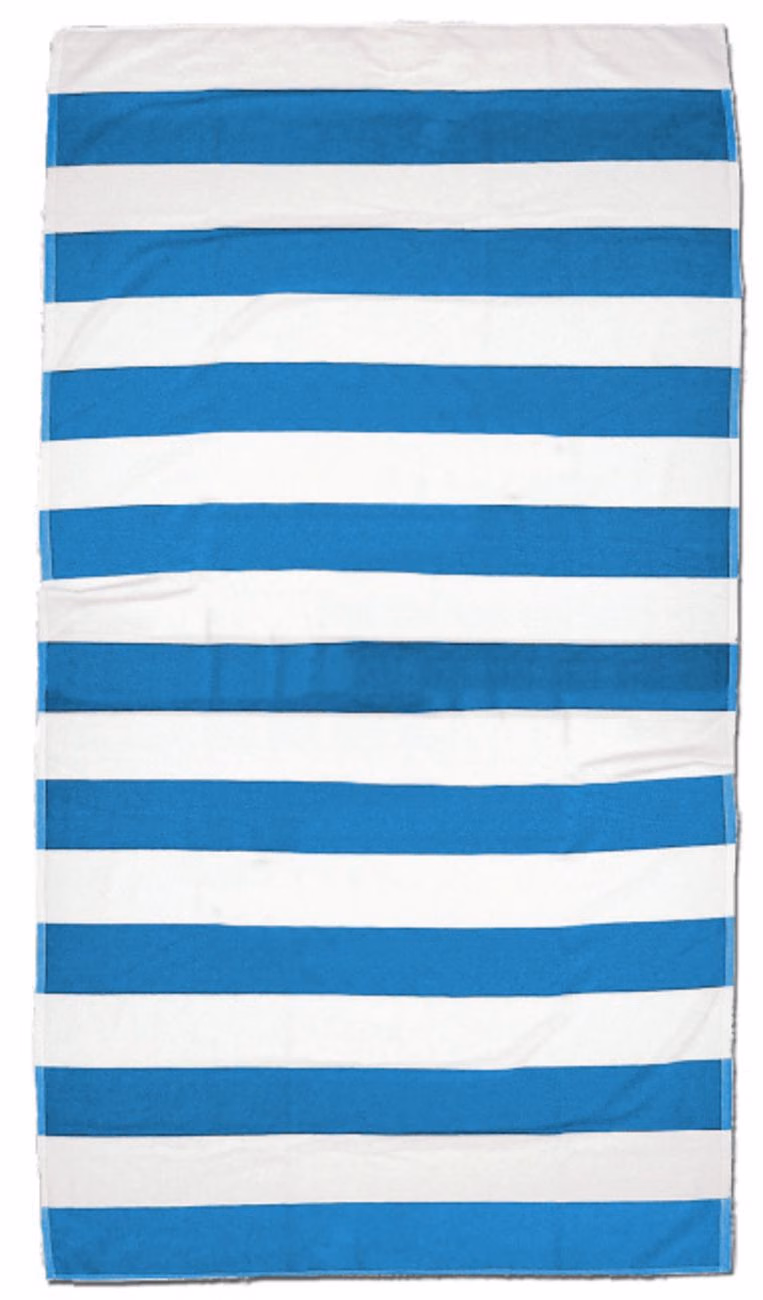 Custom Horizontal Cabana Stripe Beach Towel in Turquoise