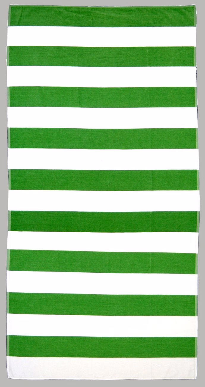 Custom Horizontal Cabana Stripe Beach Towel in Lime Green