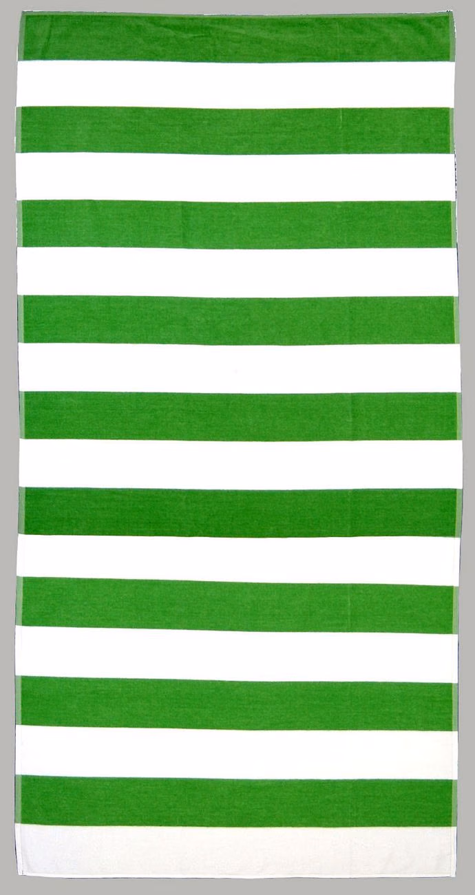 Custom Horizontal Cabana Stripe Beach Towel in Lime Green