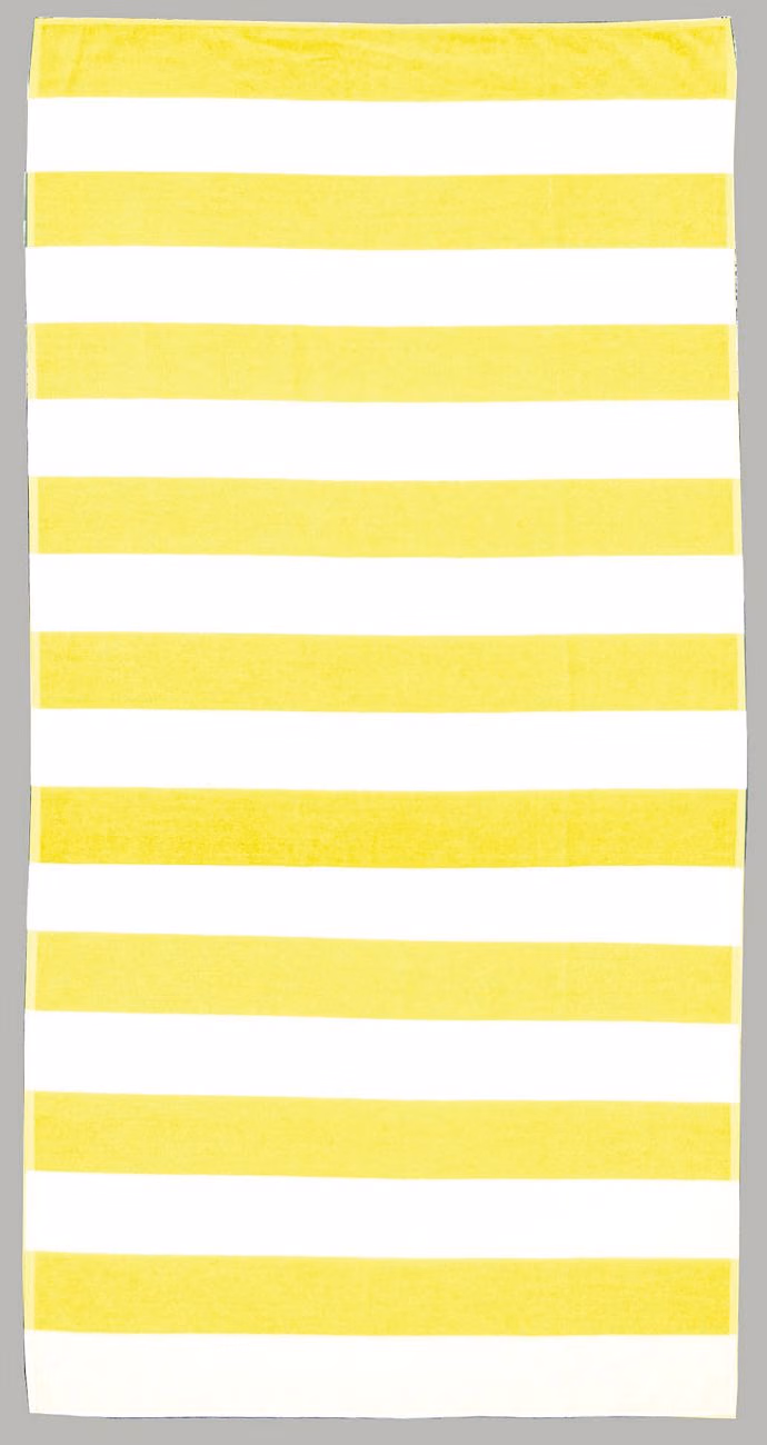 Custom Horizontal Cabana Stripe Beach Towel in Yellow