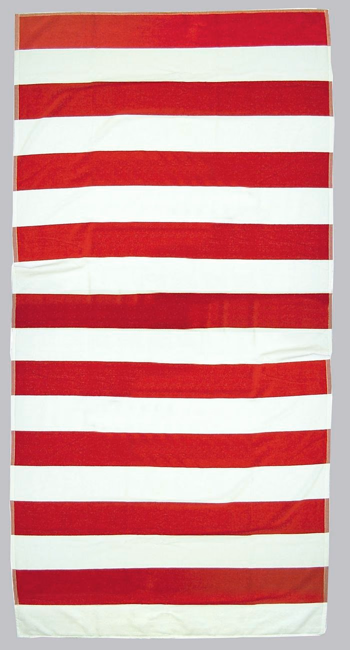 Custom Horizontal Cabana Stripe Beach Towel in Red