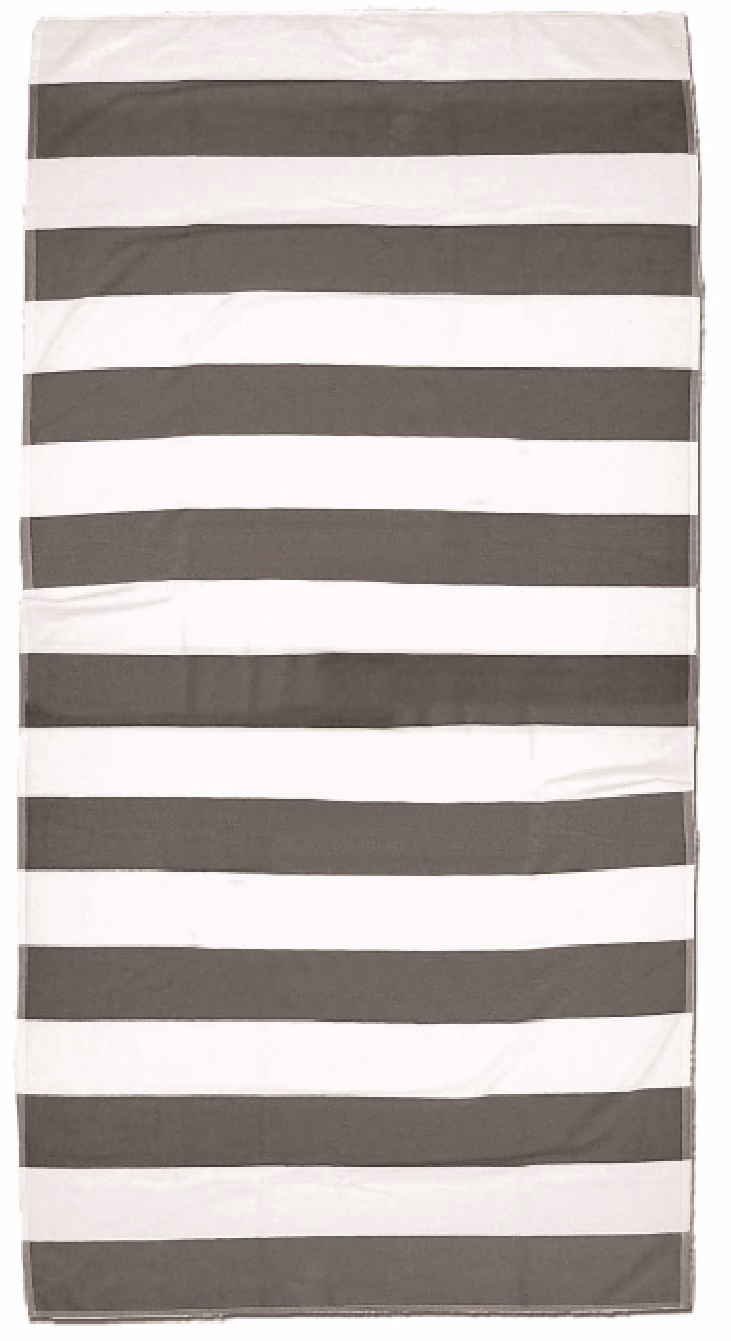 Custom Horizontal Cabana Stripe Beach Towel in Grey