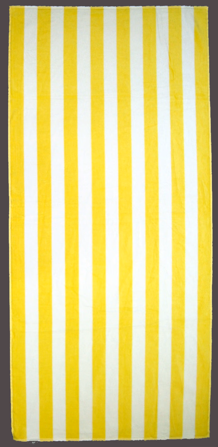 Custom Turkish Signature Midweight Cabana Stripe Beach Towel in Yellow