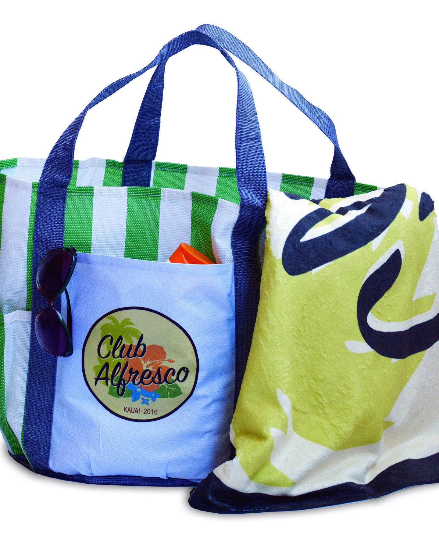 Custom Titan Striped Bag & Hot Round Beach Towel Set
