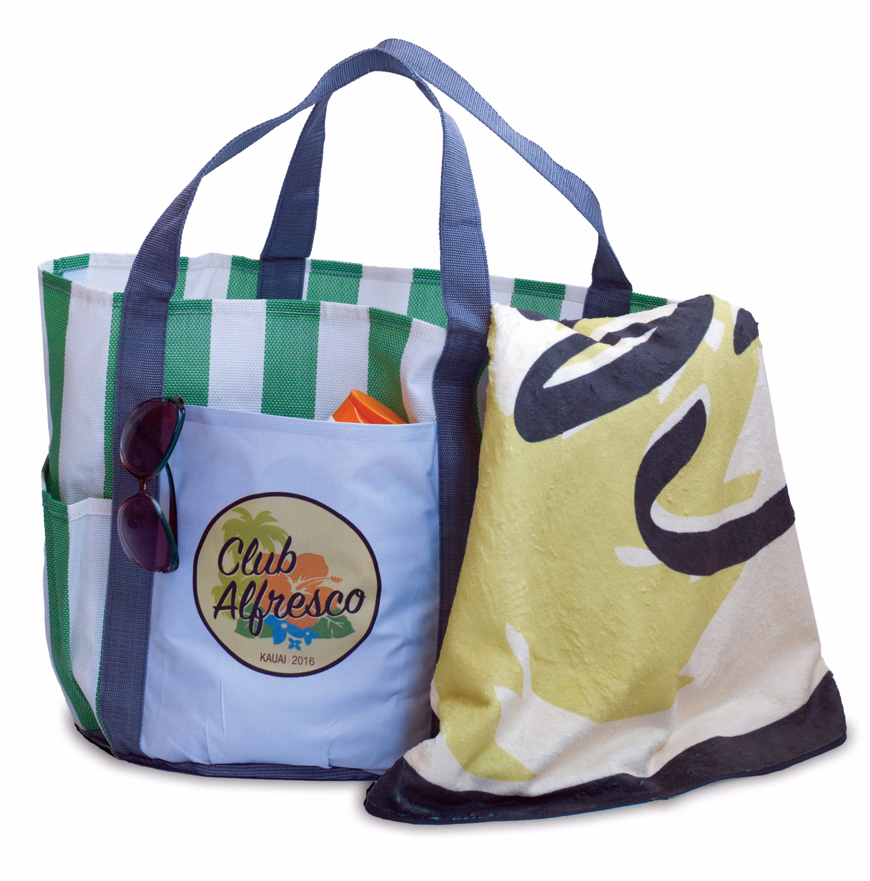 Custom Titan Striped Bag & Hot Round Beach Towel Set