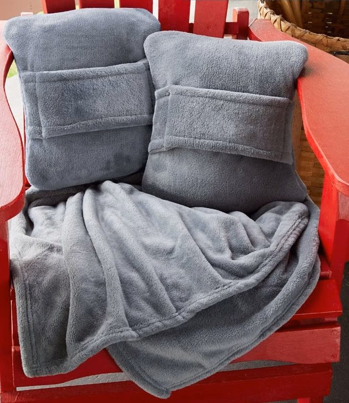 Custom King's Cross Travel Pillow Blanket™ in Grey