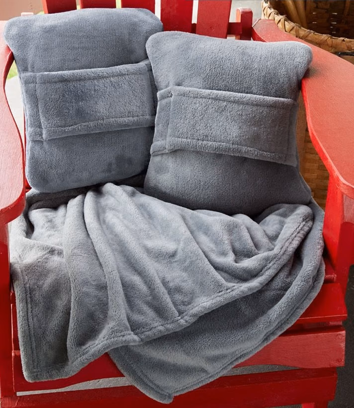 Custom King's Cross Travel Pillow Blanket™ in Grey