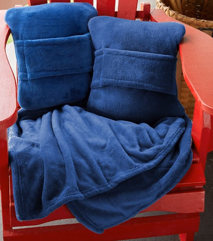 Custom King's Cross Travel Pillow Blanket™ in Navy Blue