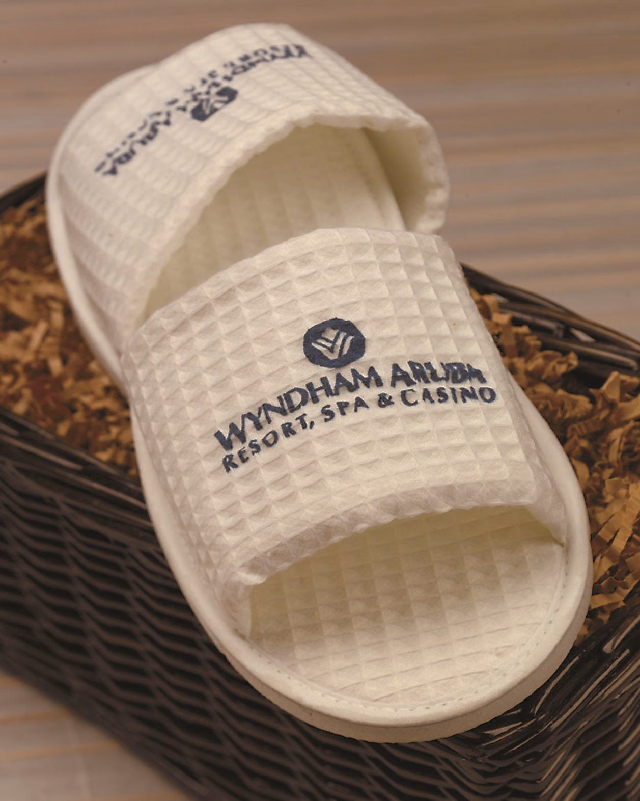 Custom Waffle Weave Robe, Slippers & Card Gift Set