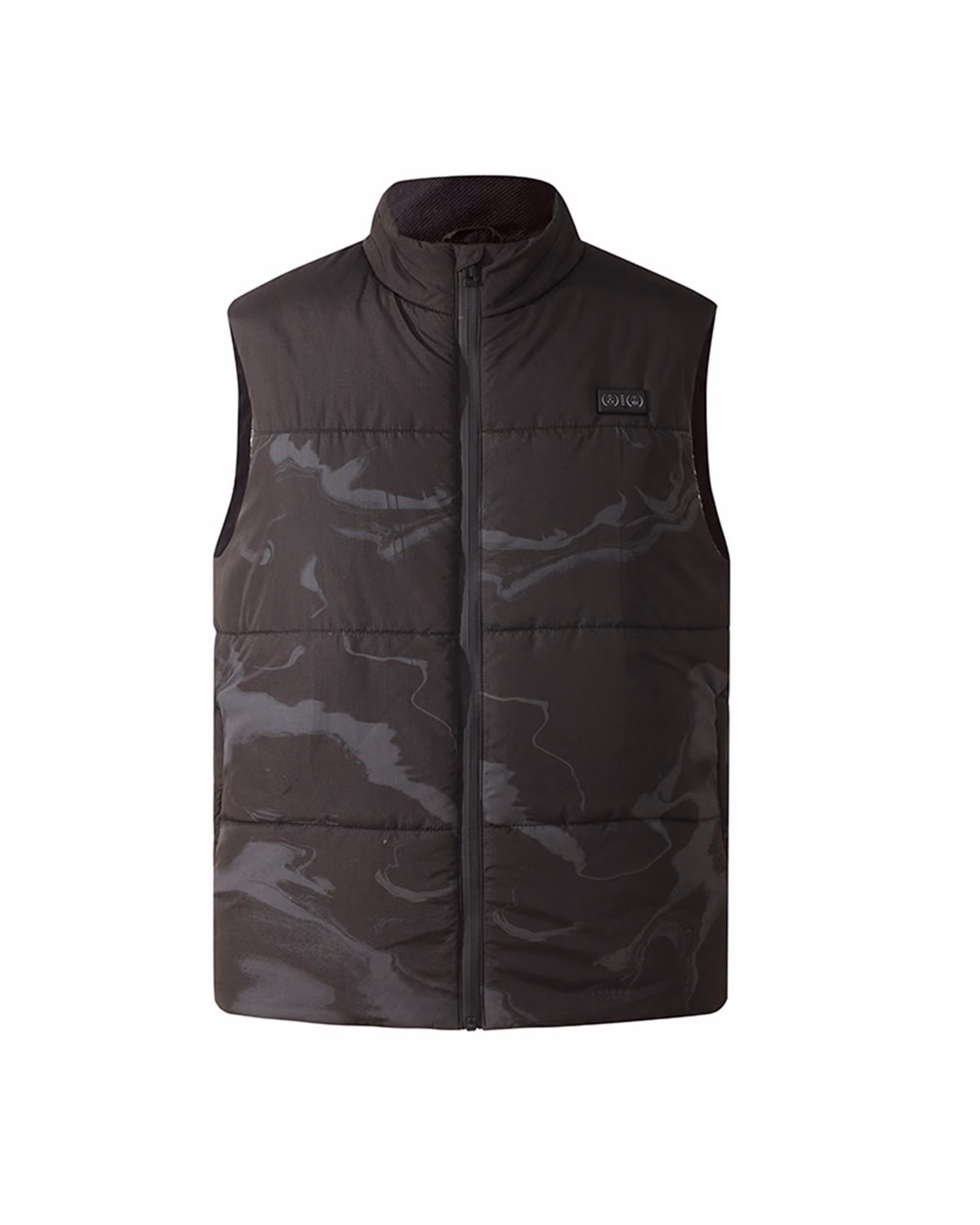 Custom Camouflage Constant Temperature Cold-Proof Heated Vest Not Include Power Bank, Black, front view