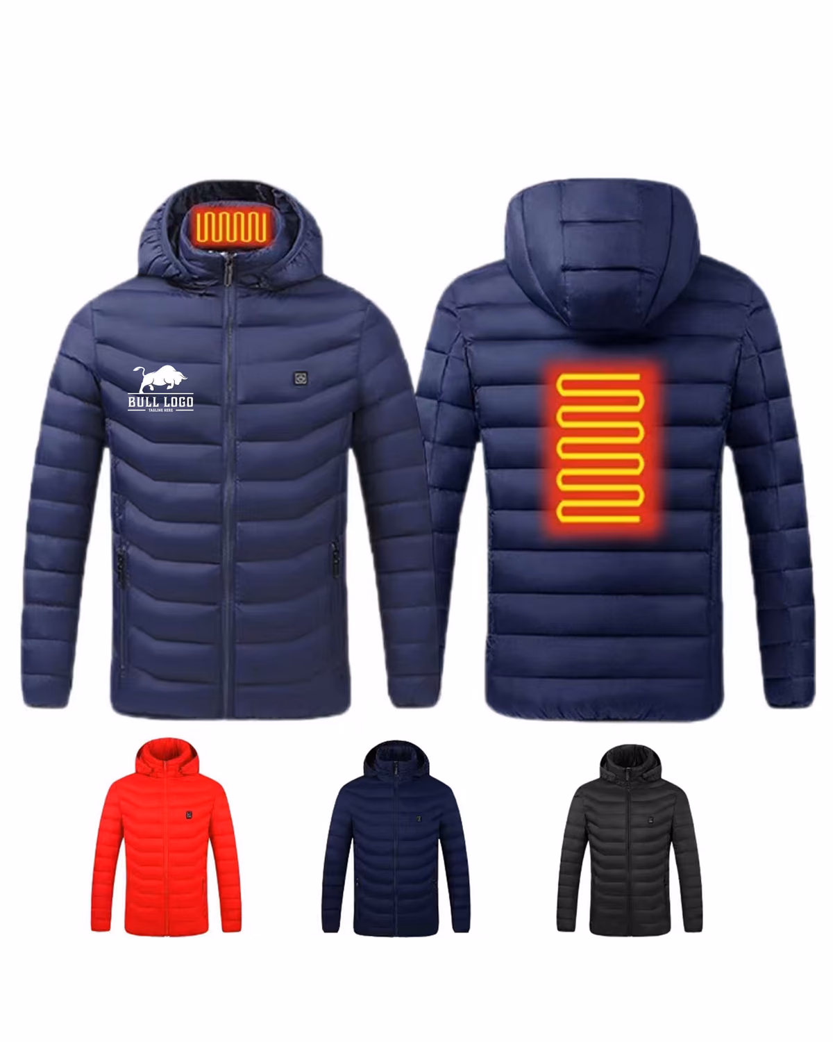 Custom Unisex Heated Down Jacket Not Include Power Bank