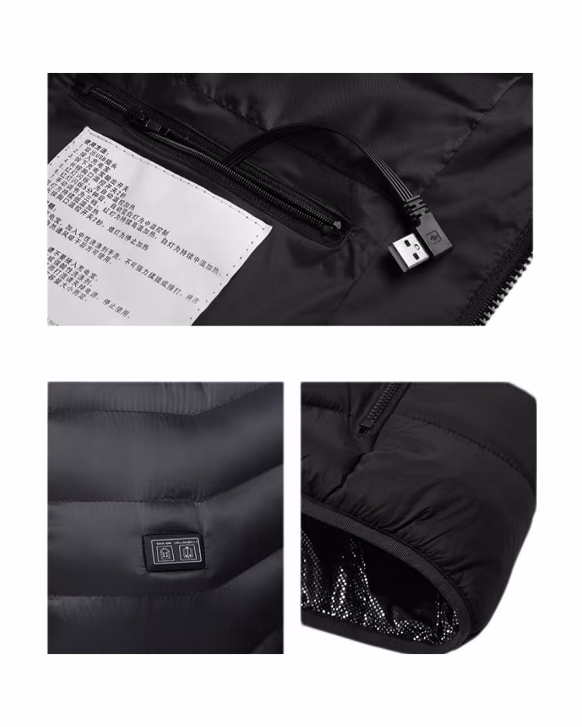 Custom Unisex Heated Down Jacket Not Include Power Bank, front view