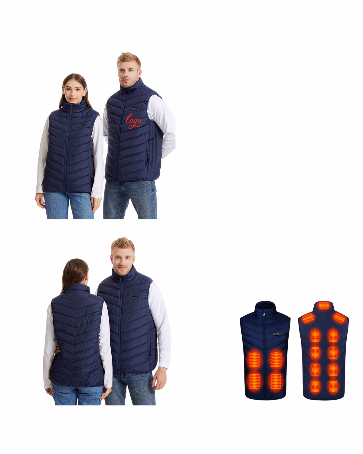 Custom Usb Heated Unisex Temperature Control Vest- 15 Heating Zones