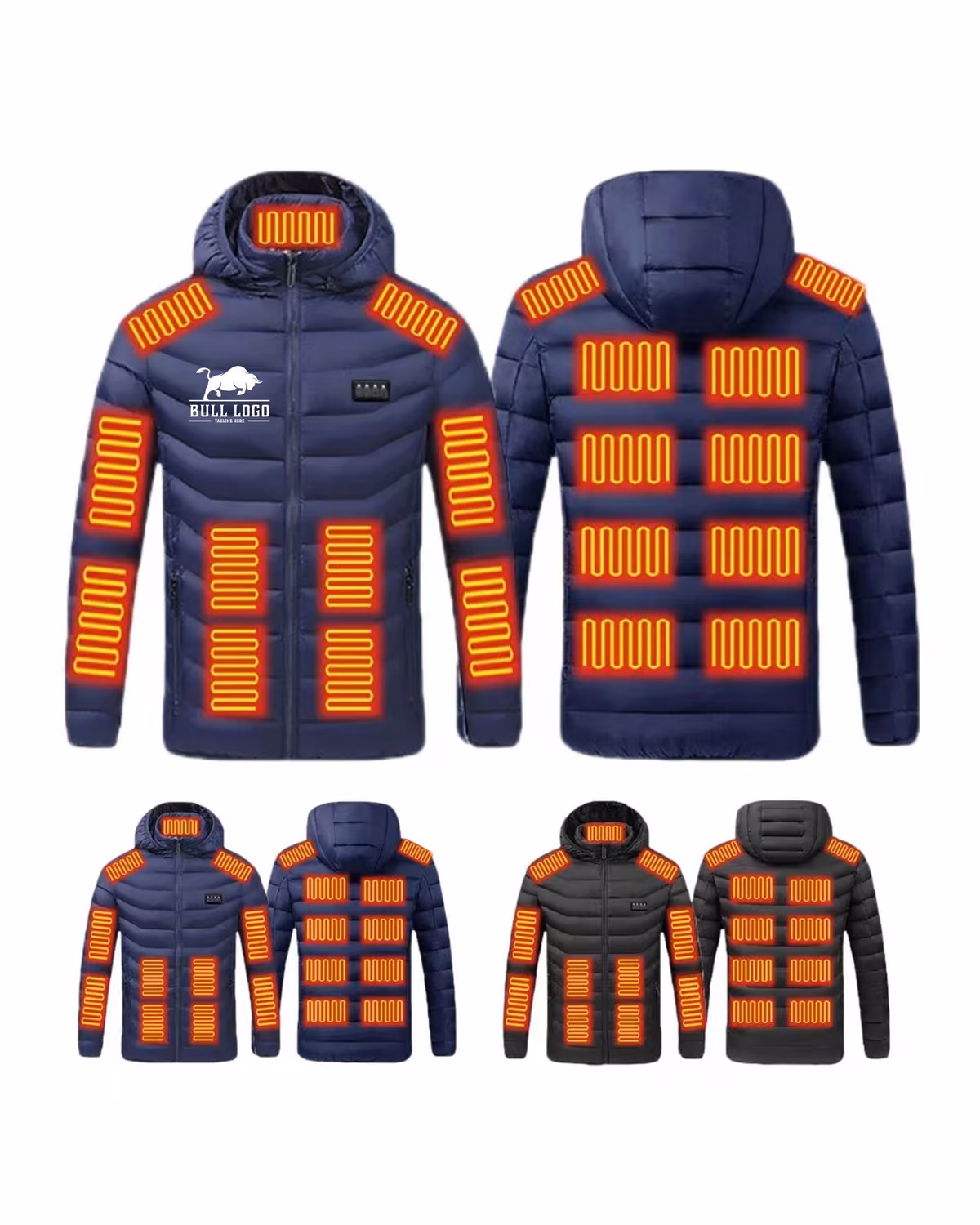 Custom Four Control 21 Zone Heating Unisex Down Jacket Not Include Power Bank