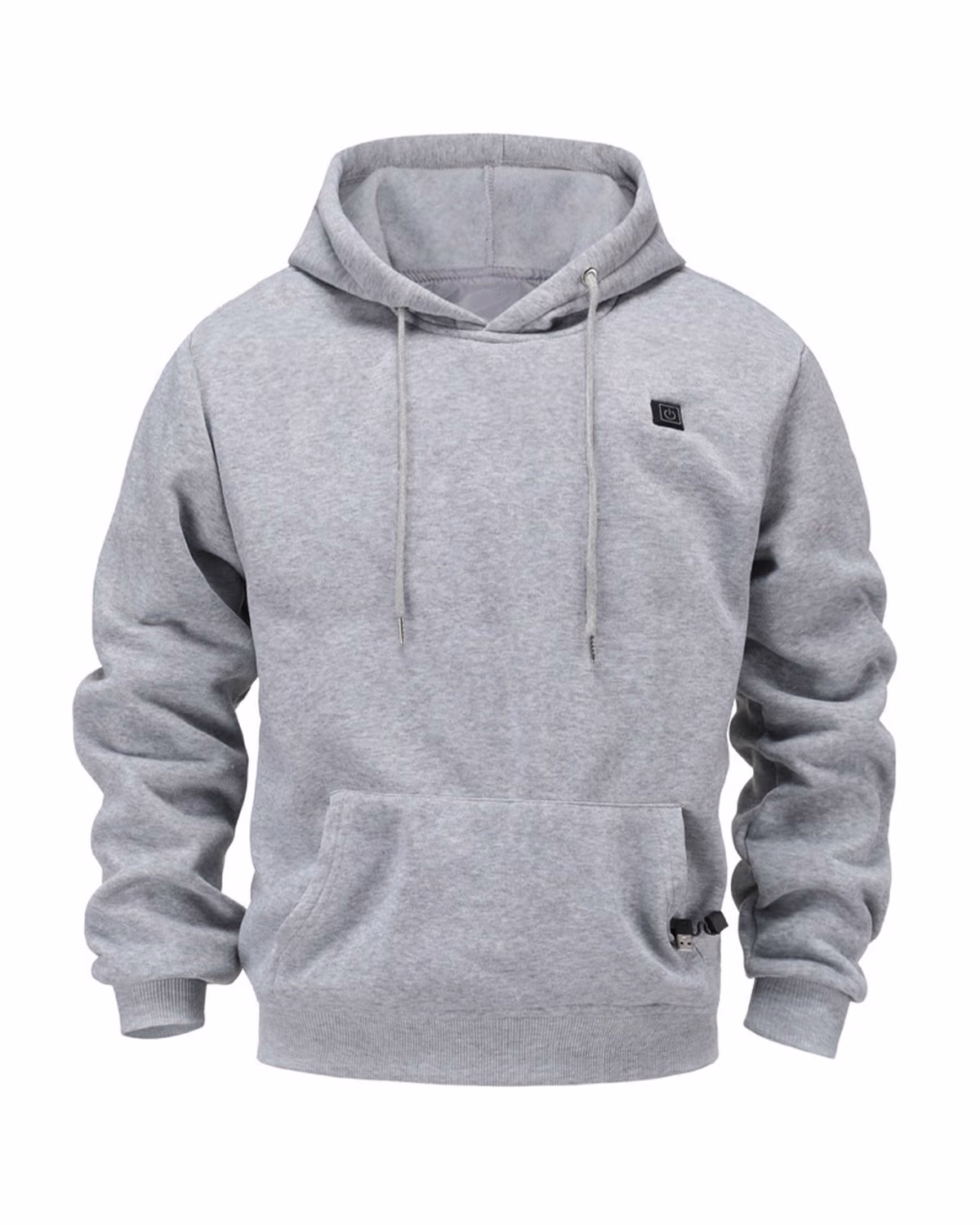 Custom USB Heated Hoodie Sweatshirt, Gray, front view