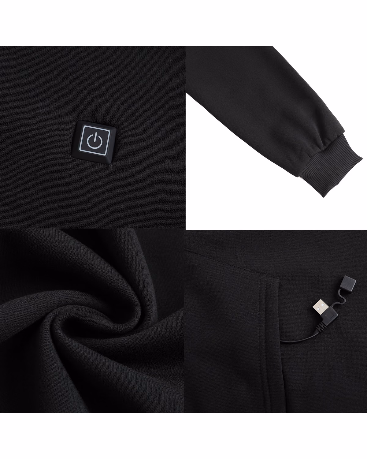Custom USB Heated Hoodie Sweatshirt, front view