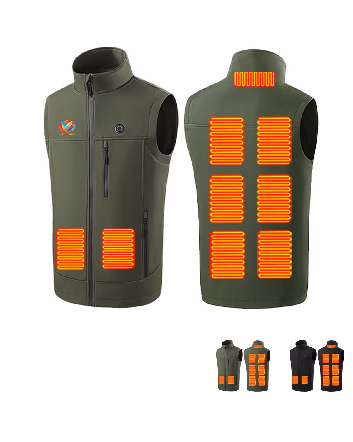 Custom Electric Heated Vest - Single Control 9 Heating Zones