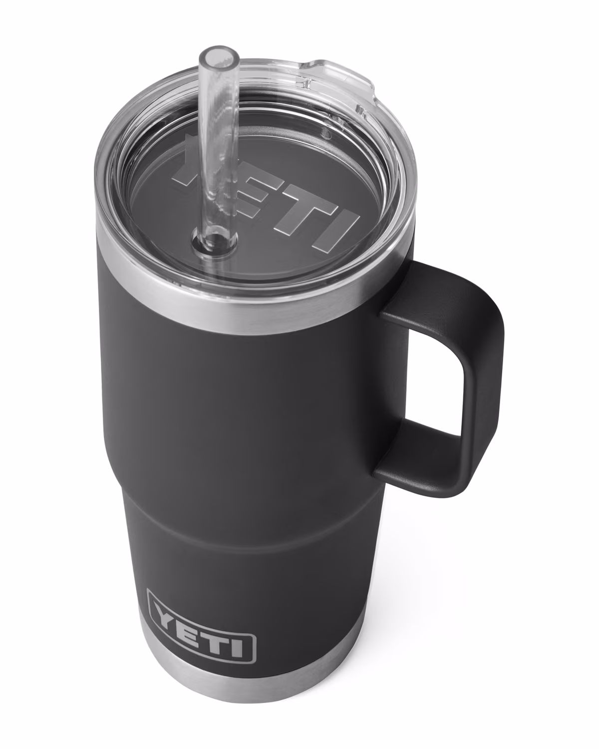 Custom Yeti Rambler 25oz Mug with Straw Lid, Engraved - Black (angle)
