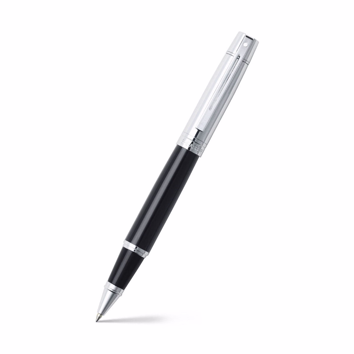 Custom Sheaffer 300 Glossy Black Rollerball with Chrome Cap