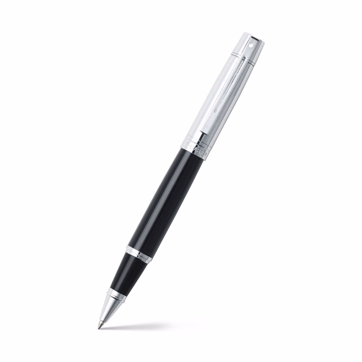 Custom Sheaffer 300 Glossy Black Rollerball with Chrome Cap