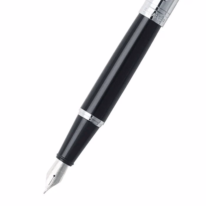 Custom Sheaffer 300 Glossy Black Fountain Pen with Chrome Cap