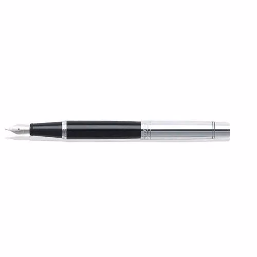 Custom Sheaffer 300 Glossy Black Fountain Pen with Chrome Cap
