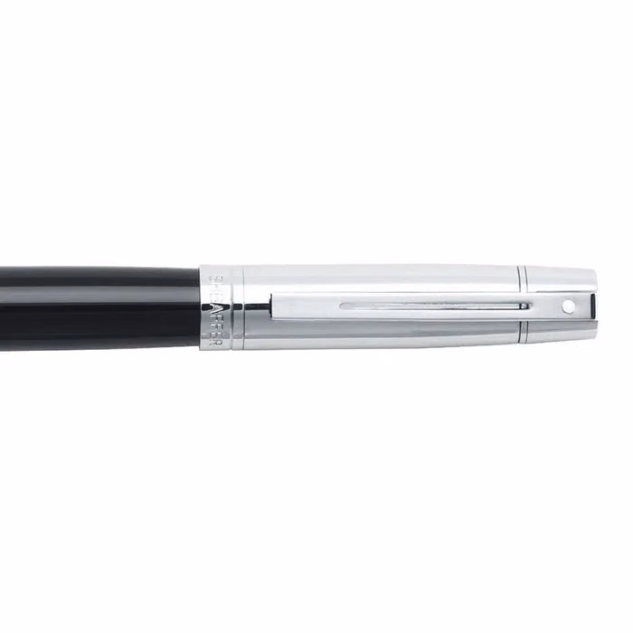 Custom Sheaffer 300 Glossy Black Fountain Pen with Chrome Cap