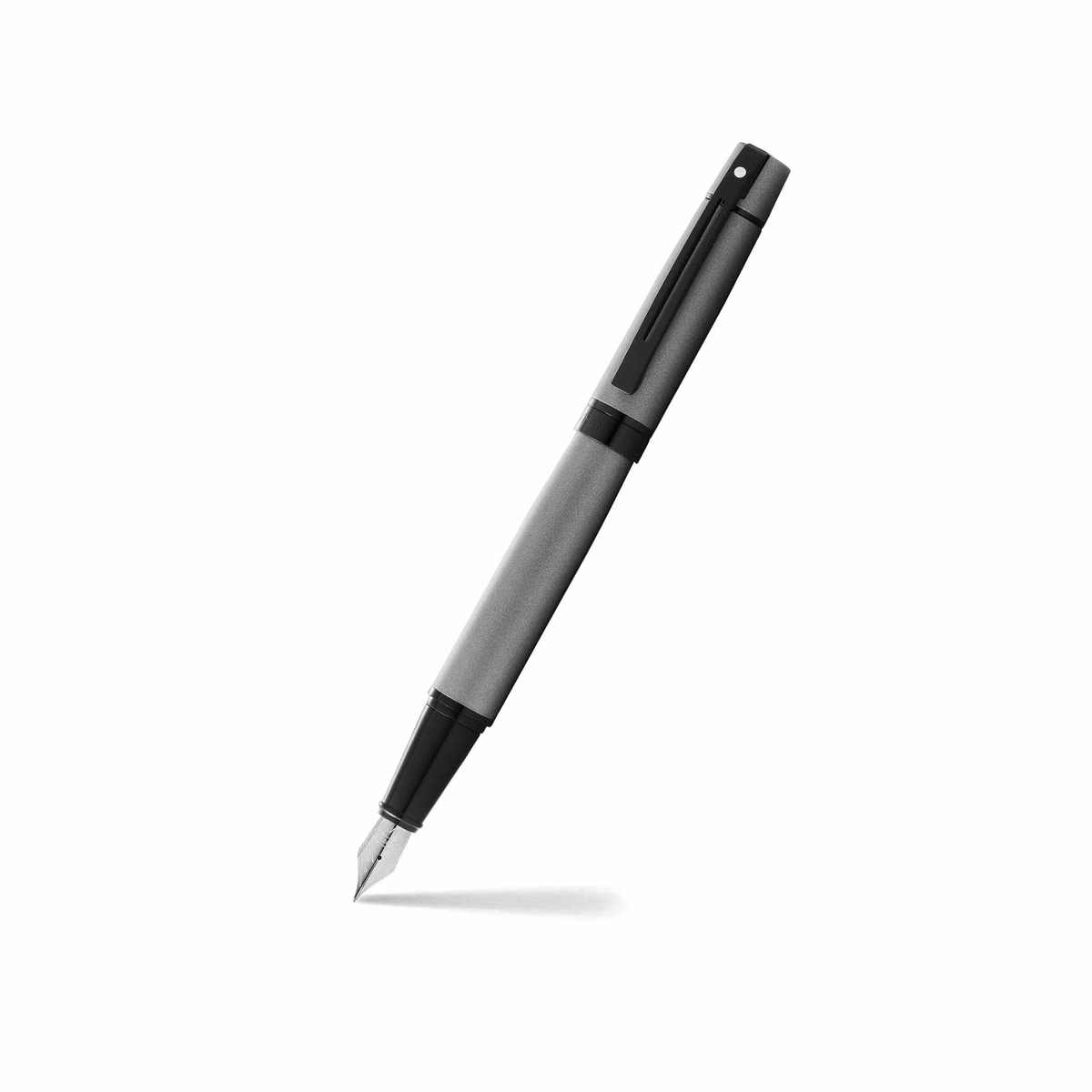 Custom Sheaffer 300 Matte Gray Fountain Pen with Black Trim