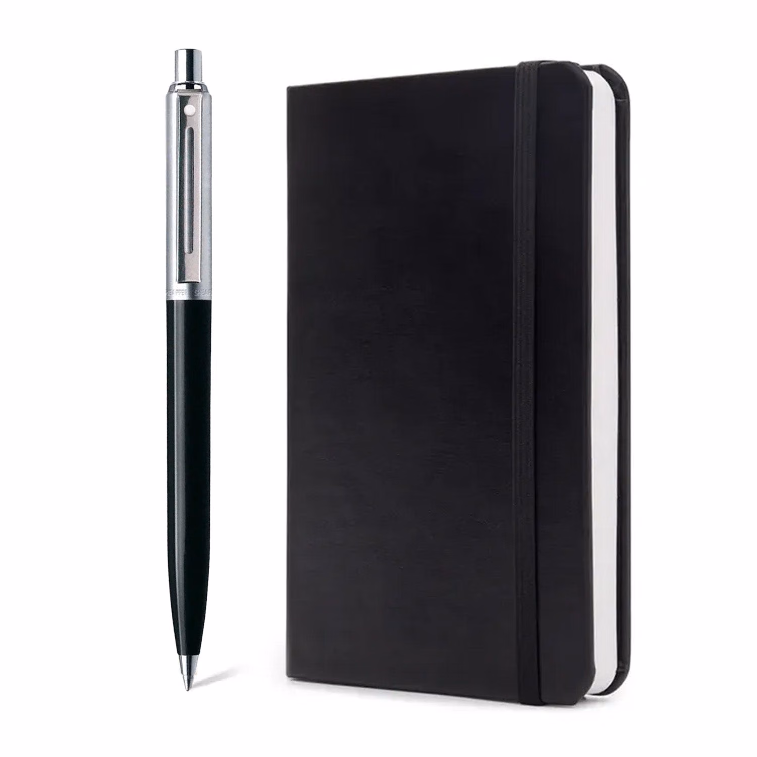 Custom Sheaffer Giftset Sentinel Black 321 Ballpoint Pen and Medium Notebook Black Hangsell