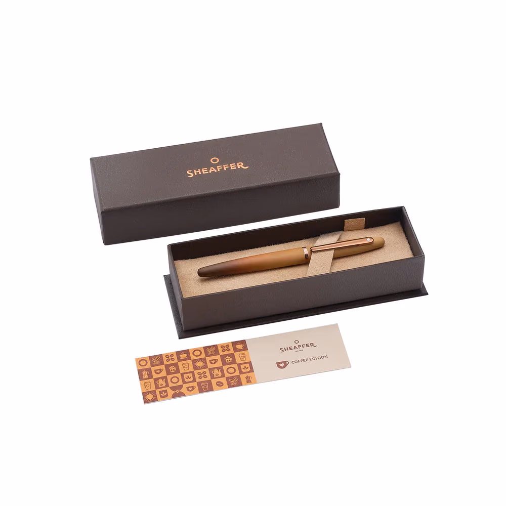 Custom Sheaffer VFM 9428 Coffee Edition Matt Brown Fountain Pen with Regal Brown PVD Trims