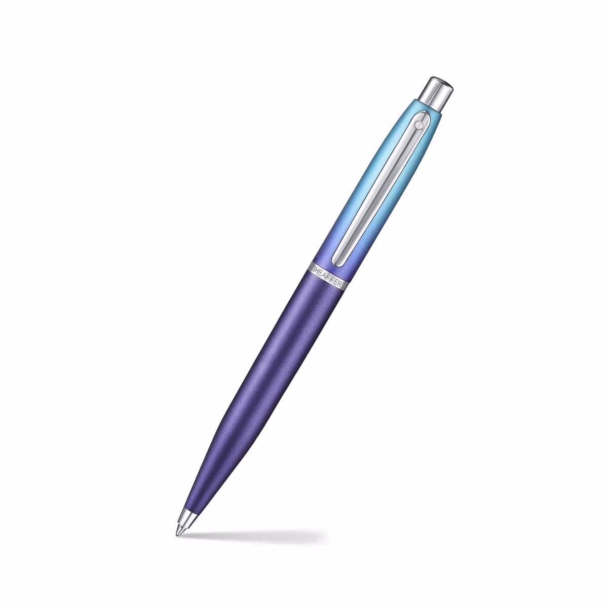 Custom Sheaffer Gift Set . Expressions VFM Blue Purple Pearlised Gradient Genuine Leather Card Ballpoint