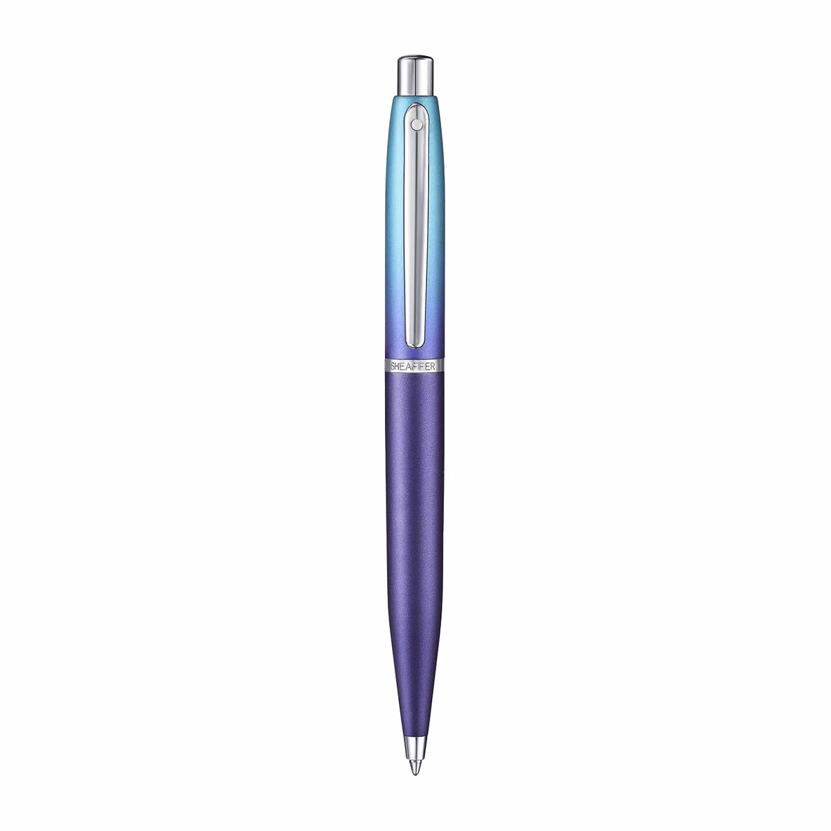 Custom Sheaffer Gift Set . Expressions VFM Blue Purple Pearlised Gradient Genuine Leather Card Ballpoint