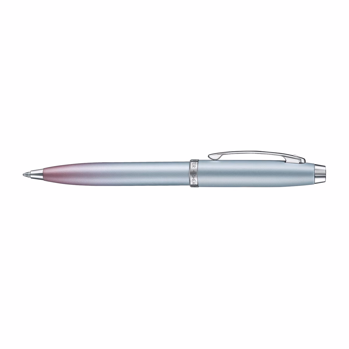 Custom Sheaffer Gift Set . Expressions Blue Pink Pearlised Gradient Chrome-plated Trims Ballpoint, front view
