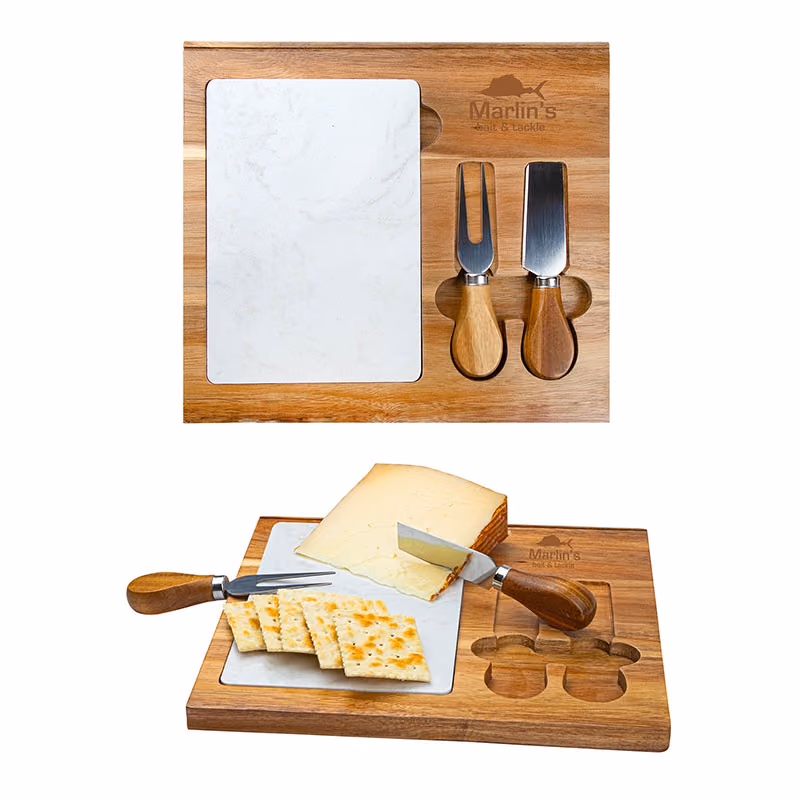 Custom Carson 4-Piece Acacia Wood Cheese Set