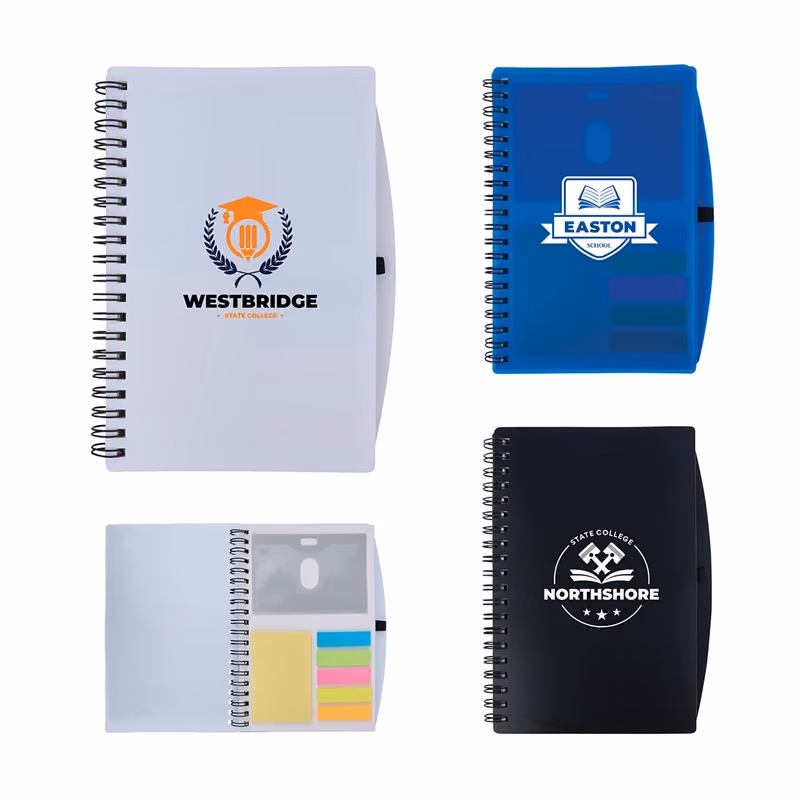 Custom Bates Spiral FSC Notebook With Sticky Notes and Flags