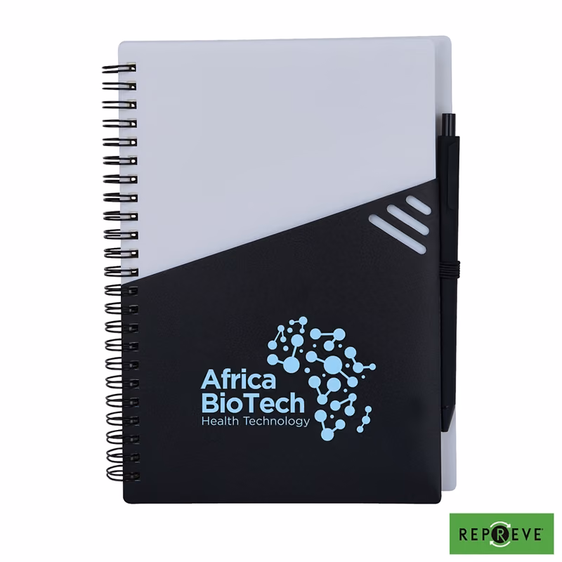 Custom Providence Repreve Ocean Recycled (RPP) Junior Notebook & Ballpoint Pen w/FSC Paper