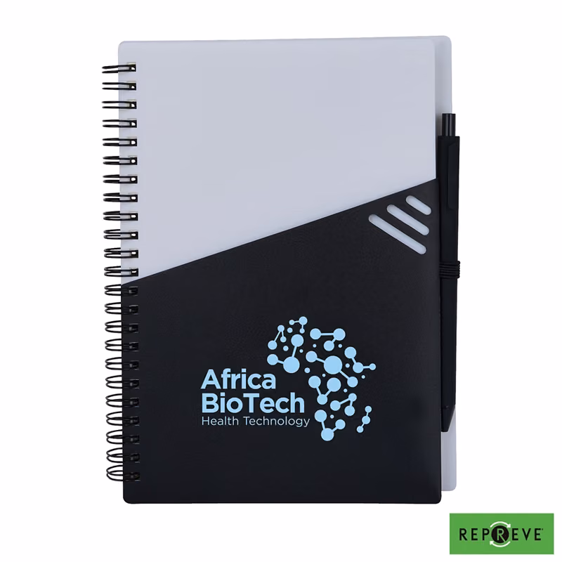 Custom Providence Repreve Ocean Recycled (RPP) Junior Notebook & Ballpoint Pen w/FSC Paper