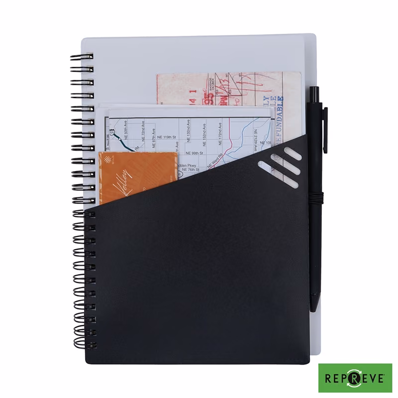 Custom Providence Repreve Ocean Recycled (RPP) Junior Notebook & Ballpoint Pen w/FSC Paper
