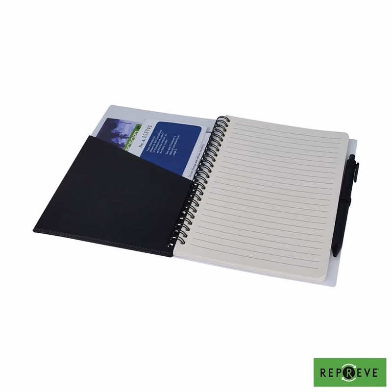 Custom Providence Repreve Ocean Recycled (RPP) Junior Notebook & Ballpoint Pen w/FSC Paper