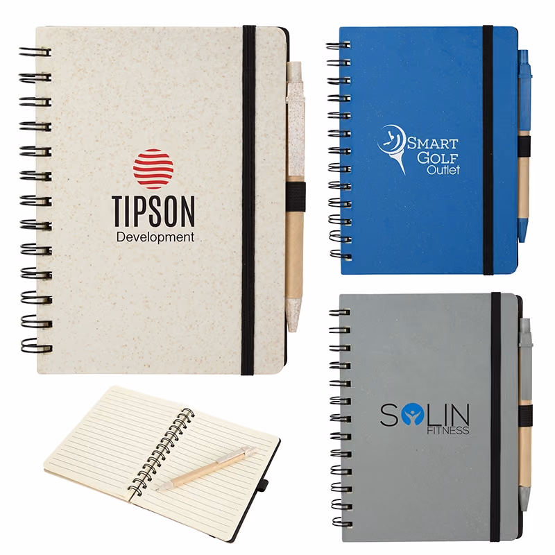 Custom Venture Junior Wheatstraw Notebook & Pen