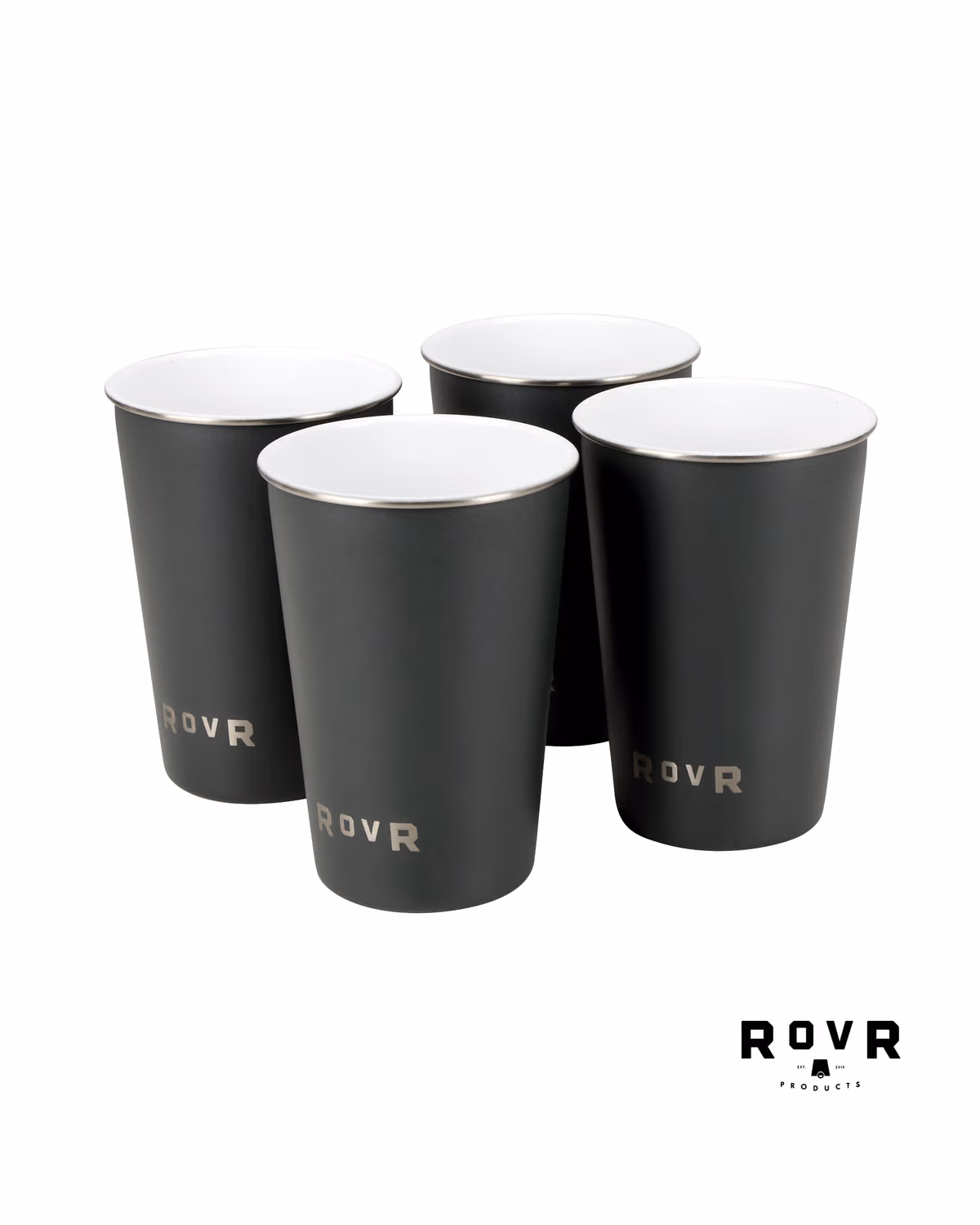 Custom RovR Pack of 4, 16 oz. Single Wall Beer Pints - Charcoal