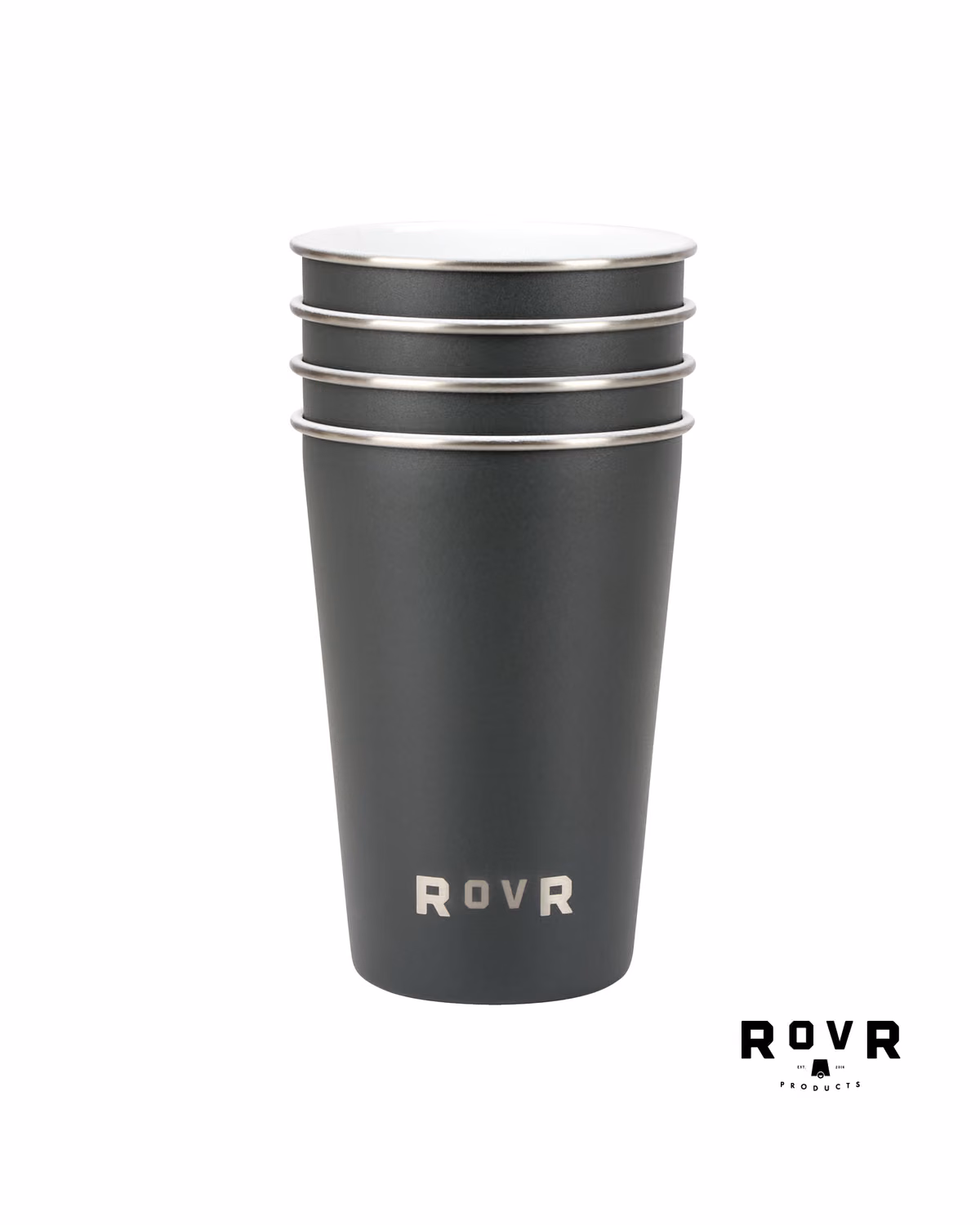 Custom RovR Pack of 4, 16 oz. Single Wall Beer Pints - Charcoal