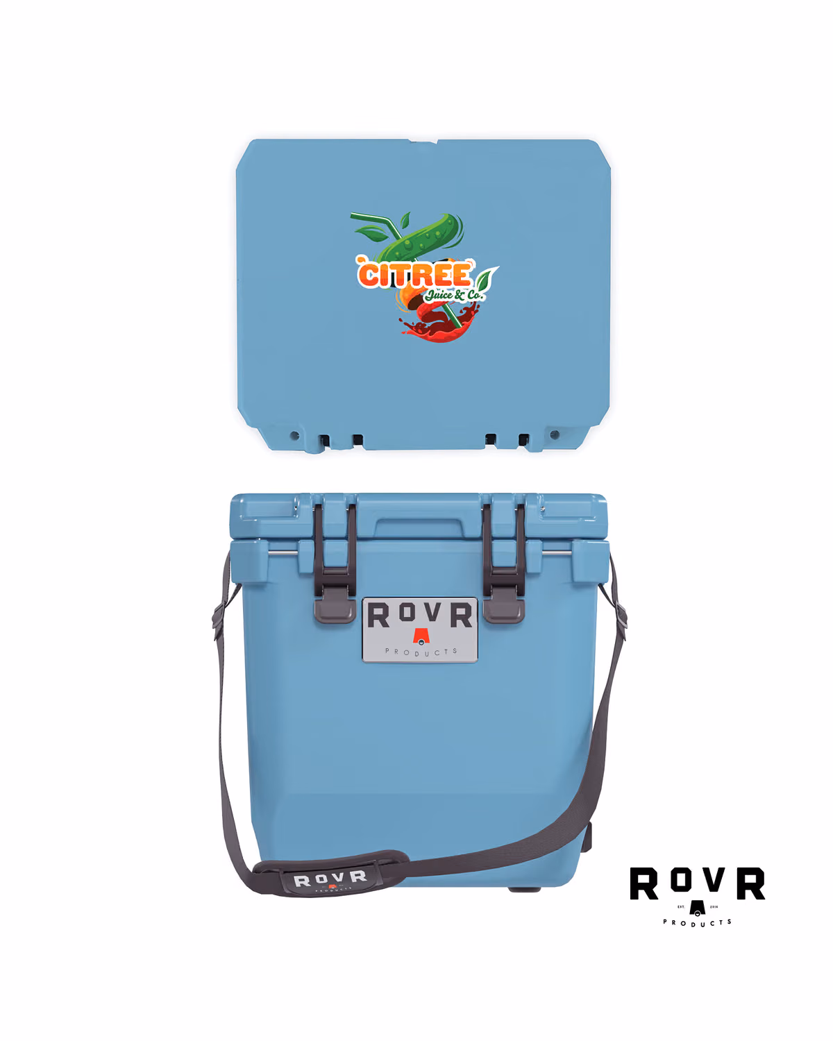 Custom RovR CoolR 25qt Hard Cooler - Light Blue