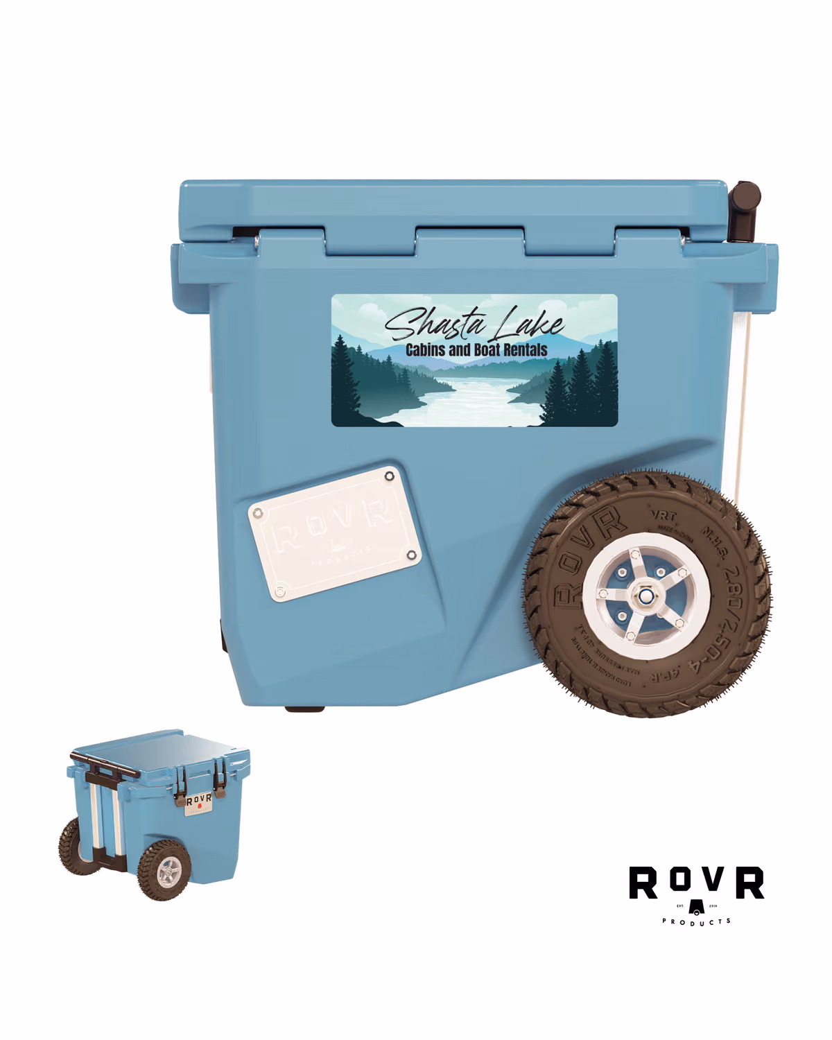 Custom RovR RollR 45qt Wheeled Hard Cooler - Light Blue