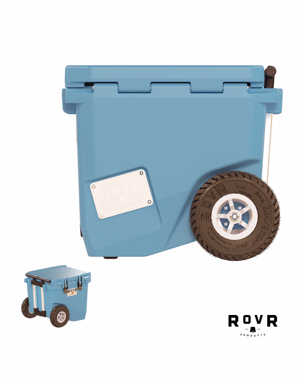 Custom RovR RollR 45qt Wheeled Hard Cooler - Light Blue